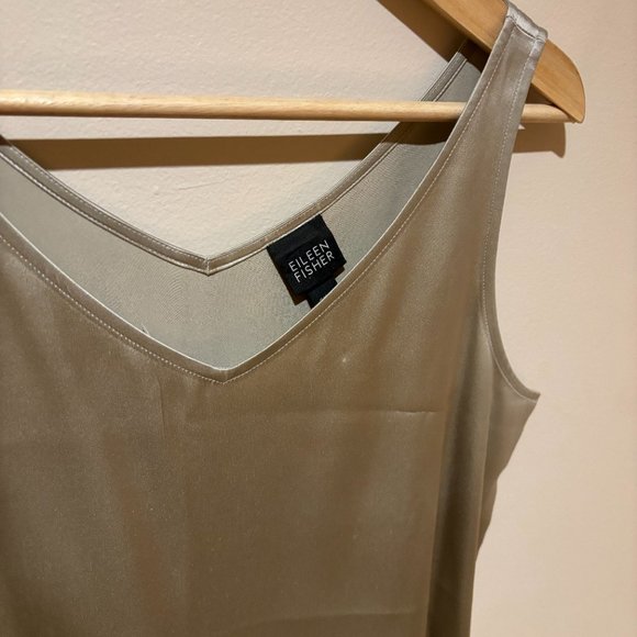 Eileen Fisher Silk V-Neck Tank Top - Medium, Champagne Gold - Picture 7 of 7